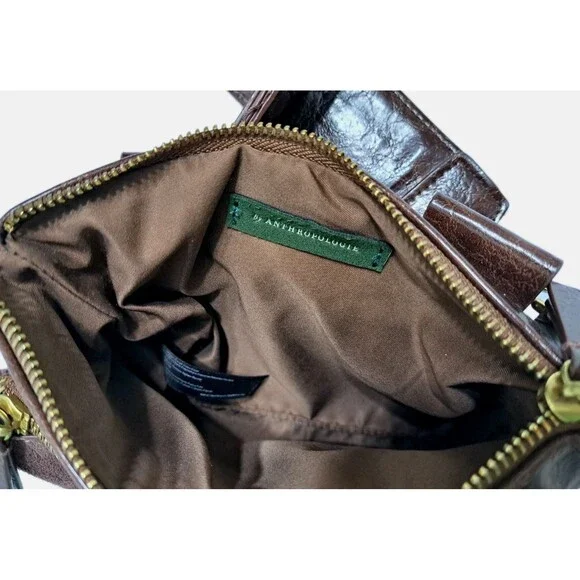 Anthropologie Brown Tortoise Bette Vegan Leather Crossbody Bag Purse Handbag - Picture 6 of 9
